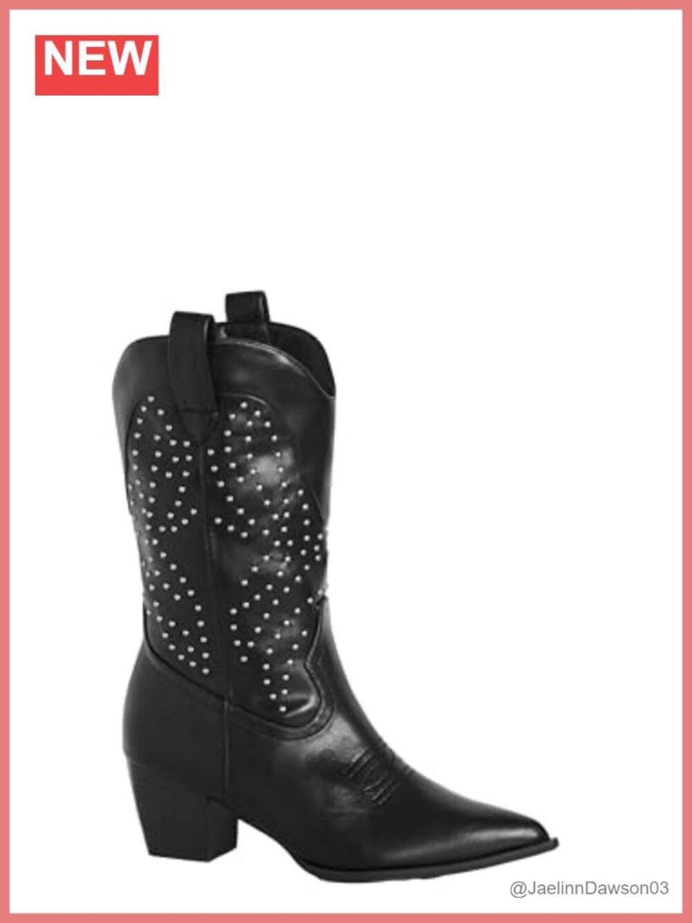 Wide Fit Western Ankle Boots Pointed Toe Stud Details